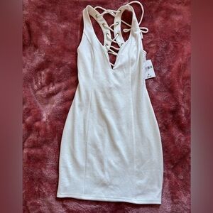 Elegant White Lace-Up Dress